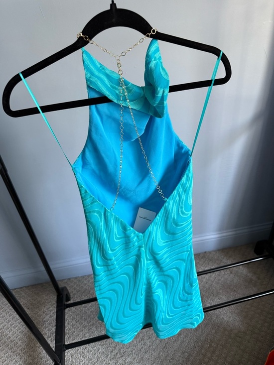 NWT Amanda Uprichard Kimball Wave Print
Mini Dress In Maui Blue - Picture 5 of 9